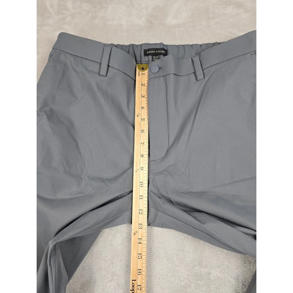 Banana Republic Chino Pants Mens 38x34 Gray Performance Stretch Elastic Waist‎